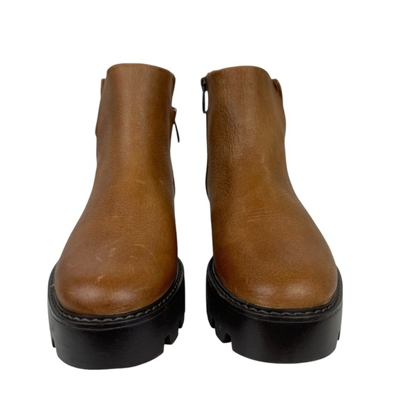 Franco Sarto Billie Lug Sole Leather Boots Ankle Platform Bootie Brown Size 6 - Picture 6 of 16